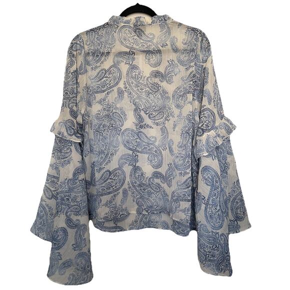 Torrid‎ Chiffon V-Neck Ruffle Top Bell Sleeve Minimalist Fairy Size M/L NWT - Picture 6 of 7